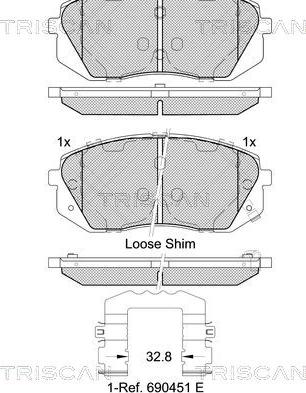 Triscan 8110 43054 - Bremžu uzliku kompl., Disku bremzes www.autospares.lv