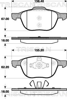 Triscan 8110 50023 - Bremžu uzliku kompl., Disku bremzes www.autospares.lv