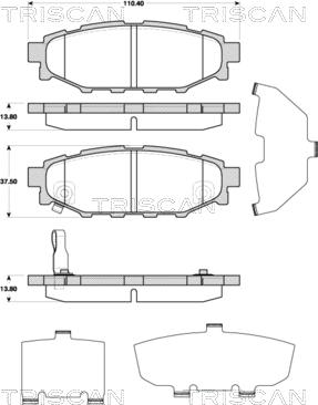 Triscan 8110 68184 - Brake Pad Set, disc brake www.autospares.lv