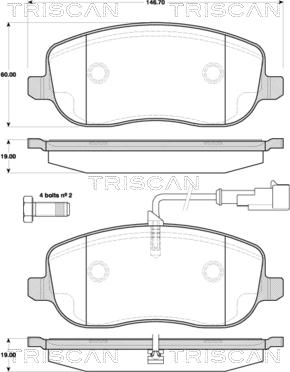 Triscan 8110 15045 - Bremžu uzliku kompl., Disku bremzes www.autospares.lv