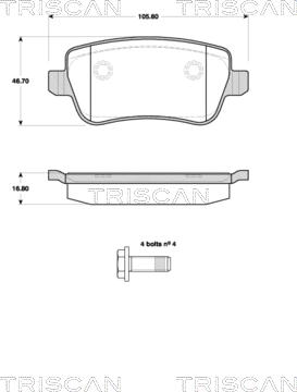 Triscan 8110 15043 - Тормозные колодки, дисковые, комплект www.autospares.lv