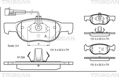 Triscan 8110 15006 - Bremžu uzliku kompl., Disku bremzes www.autospares.lv