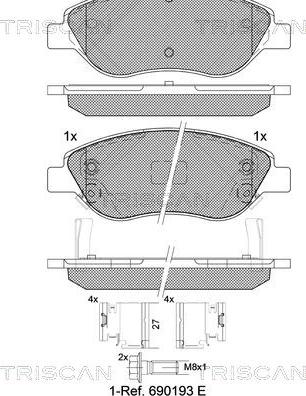 Triscan 8110 15073 - Bremžu uzliku kompl., Disku bremzes www.autospares.lv