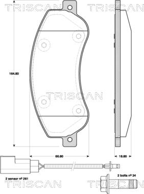 Triscan 8110 16019 - Bremžu uzliku kompl., Disku bremzes www.autospares.lv