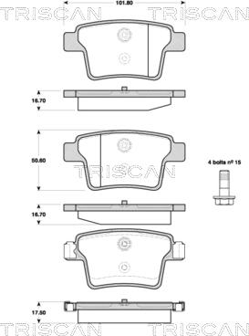 Triscan 8110 16016 - Bremžu uzliku kompl., Disku bremzes autospares.lv