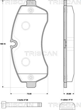 Triscan 8110 10560 - Bremžu uzliku kompl., Disku bremzes autospares.lv