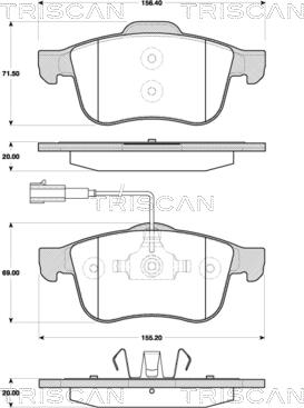 Triscan 8110 12017 - Тормозные колодки, дисковые, комплект www.autospares.lv