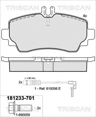 Triscan 8110 23022 - Bremžu uzliku kompl., Disku bremzes autospares.lv