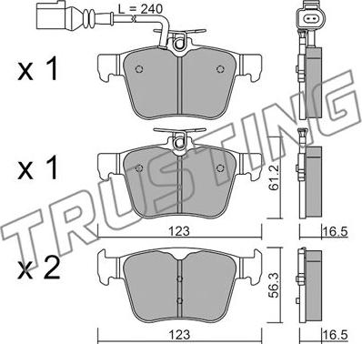 Trusting 997.1 - Bremžu uzliku kompl., Disku bremzes www.autospares.lv