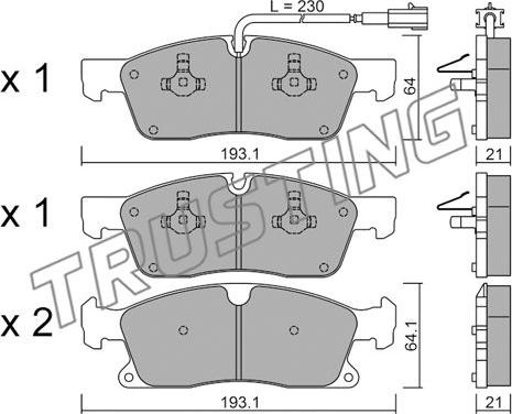 Trusting 942.5 - Bremžu uzliku kompl., Disku bremzes www.autospares.lv