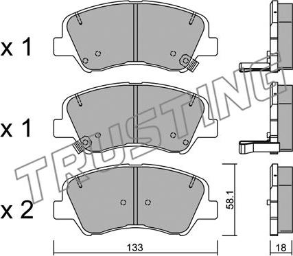 Trusting 959.0 - Тормозные колодки, дисковые, комплект www.autospares.lv