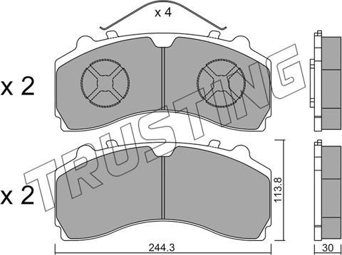 Trusting 950.0 - Brake Pad Set, disc brake www.autospares.lv