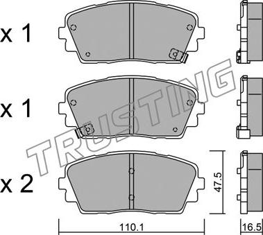 Trusting 957.0 - Тормозные колодки, дисковые, комплект www.autospares.lv