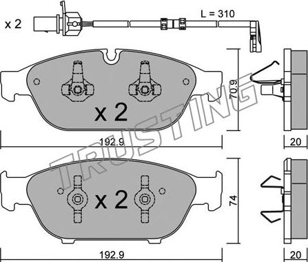 Trusting 969.0W - Bremžu uzliku kompl., Disku bremzes www.autospares.lv