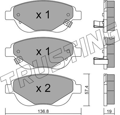 Trusting 964.1 - Bremžu uzliku kompl., Disku bremzes www.autospares.lv