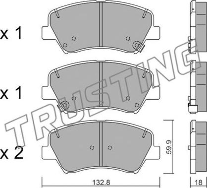 Trusting 960.0 - Тормозные колодки, дисковые, комплект www.autospares.lv