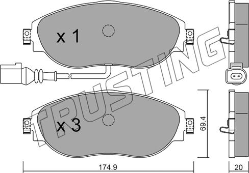 Trusting 968.0 - Brake Pad Set, disc brake www.autospares.lv