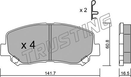 Trusting 985.0 - Тормозные колодки, дисковые, комплект www.autospares.lv