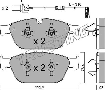 Trusting 970.0W - Bremžu uzliku kompl., Disku bremzes www.autospares.lv