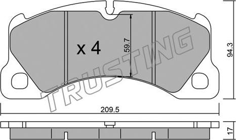 Trusting 973.3 - Bremžu uzliku kompl., Disku bremzes www.autospares.lv