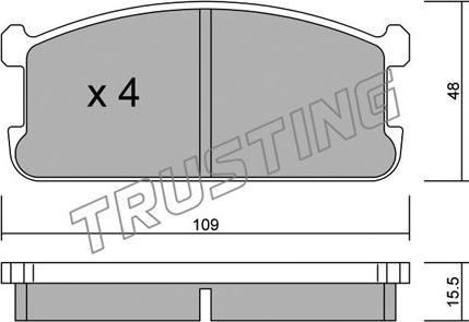 Trusting 496.0 - Тормозные колодки, дисковые, комплект www.autospares.lv