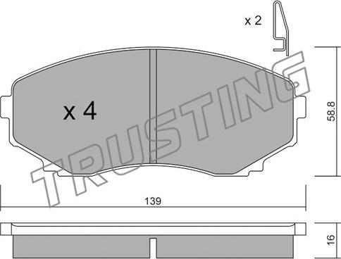 Trusting 493.0 - Тормозные колодки, дисковые, комплект www.autospares.lv