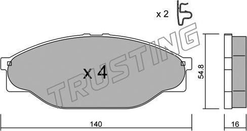 Trusting 448.0 - Bremžu uzliku kompl., Disku bremzes www.autospares.lv