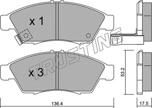 Trusting 453.0 - Тормозные колодки, дисковые, комплект www.autospares.lv