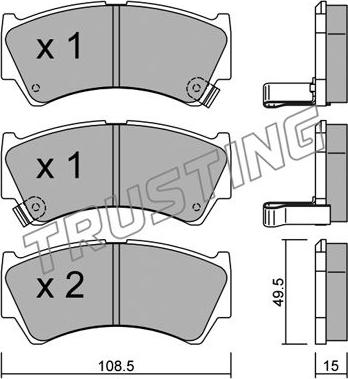 Trusting 452.0 - Тормозные колодки, дисковые, комплект www.autospares.lv