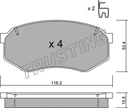 Trusting 487.0 - Тормозные колодки, дисковые, комплект www.autospares.lv