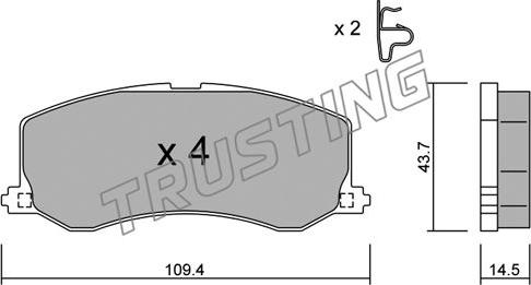 Trusting 432.0 - Тормозные колодки, дисковые, комплект www.autospares.lv