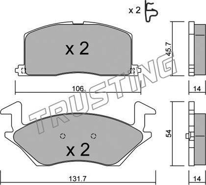 Trusting 437.0 - Тормозные колодки, дисковые, комплект www.autospares.lv