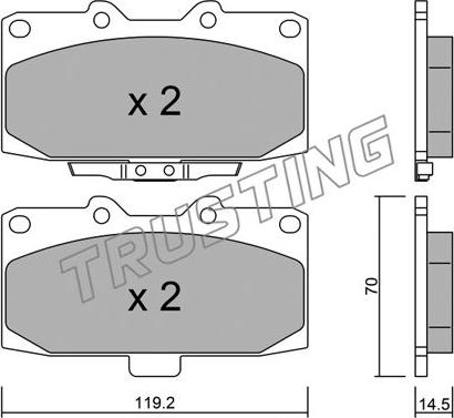 Trusting 428.0 - Тормозные колодки, дисковые, комплект www.autospares.lv