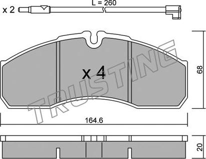 Trusting 594.3W - Bremžu uzliku kompl., Disku bremzes autospares.lv