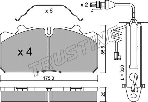 Trusting 598.2W - Brake Pad Set, disc brake www.autospares.lv