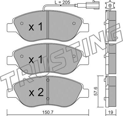 Trusting 593.0 - Bremžu uzliku kompl., Disku bremzes autospares.lv