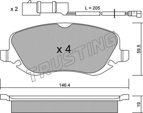 Trusting 545.0 - Bremžu uzliku kompl., Disku bremzes www.autospares.lv