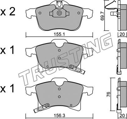 Trusting 555.0 - Тормозные колодки, дисковые, комплект www.autospares.lv