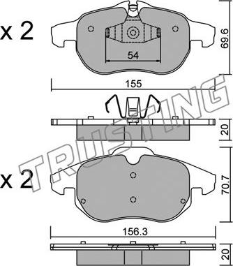 Trusting 556.4 - Bremžu uzliku kompl., Disku bremzes www.autospares.lv