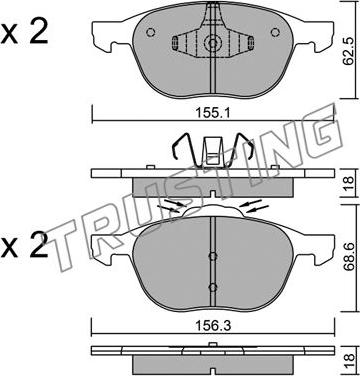 Trusting 550.1 - Bremžu uzliku kompl., Disku bremzes www.autospares.lv