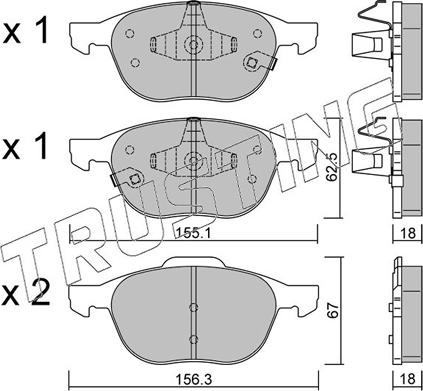 Trusting 550.2 - Bremžu uzliku kompl., Disku bremzes www.autospares.lv