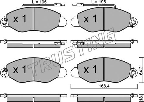 Trusting 552.1 - Bremžu uzliku kompl., Disku bremzes www.autospares.lv