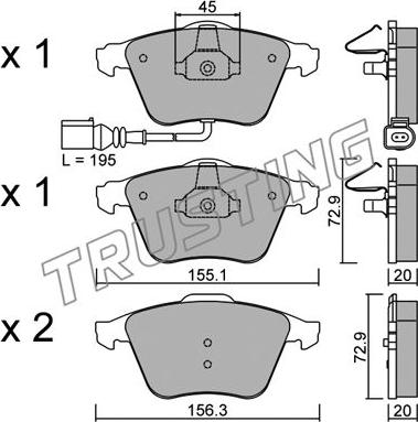 Trusting 565.4 - Bremžu uzliku kompl., Disku bremzes autospares.lv