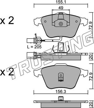 Trusting 565.0 - Тормозные колодки, дисковые, комплект www.autospares.lv