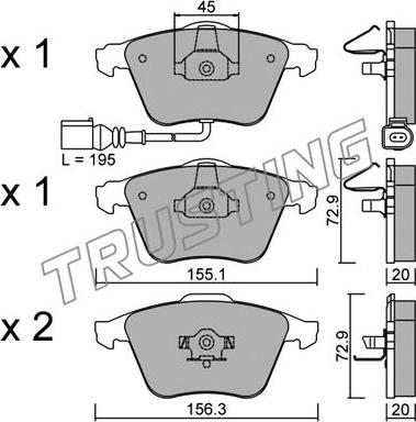 Trusting 565.2 - Bremžu uzliku kompl., Disku bremzes www.autospares.lv