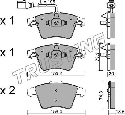 Trusting 568.0 - Тормозные колодки, дисковые, комплект www.autospares.lv