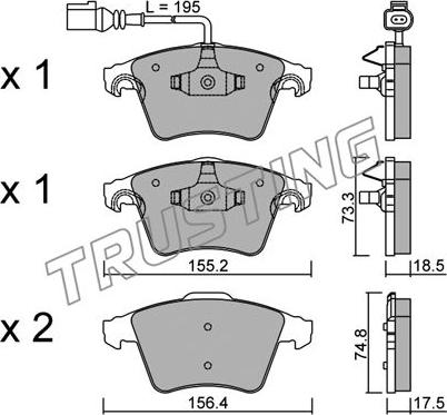 Trusting 568.1 - Тормозные колодки, дисковые, комплект www.autospares.lv