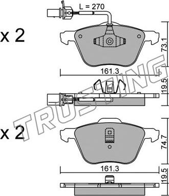 Trusting 567.0 - Тормозные колодки, дисковые, комплект www.autospares.lv