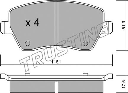 Trusting 501.0 - Тормозные колодки, дисковые, комплект www.autospares.lv