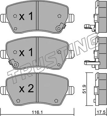 Trusting 501.2 - Brake Pad Set, disc brake www.autospares.lv